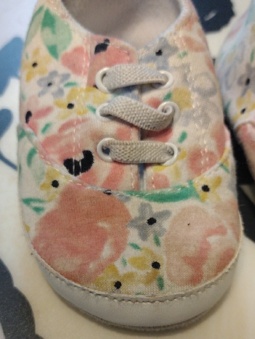 crown & ivy Floral Canvas Baby Shoes in Pink, Yellow & Green - Picture 3 of 7